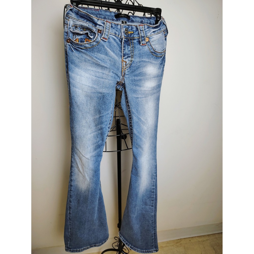 True Religion Joey Rainbow Big T Stitch Flare Jean Size 25